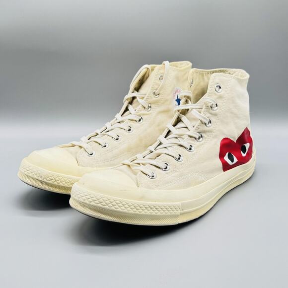 Converse Shoes Mens 11 Beige Chuck All Star Comme des Garcons Play High Top - Picture 3 of 10